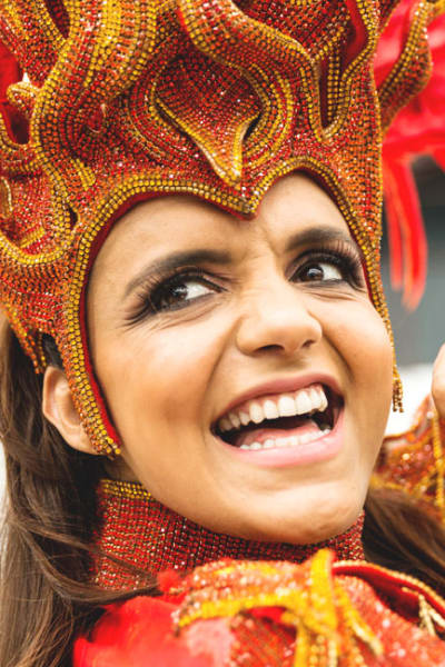 Samba dancer smiling face in Rio