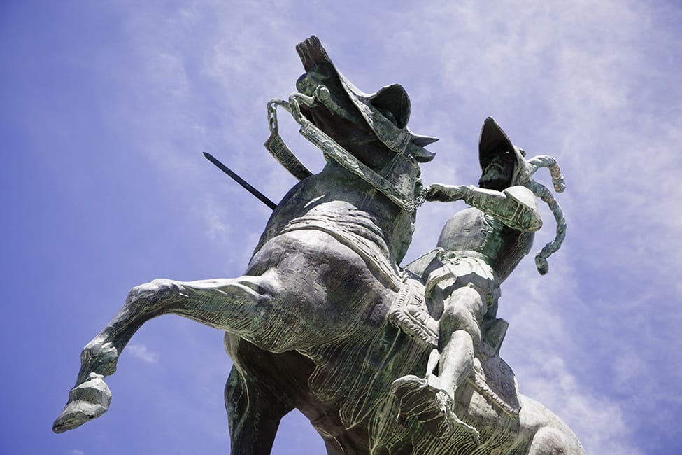 Pizarro Statue Over The Blue Sky
