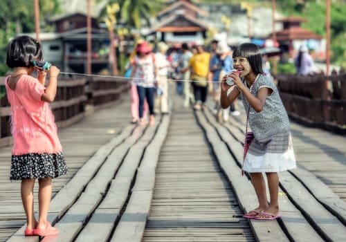 family of tourists taking pictures