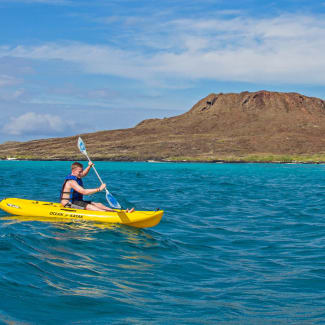 A man kayaking