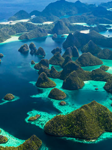 Islets in blue water