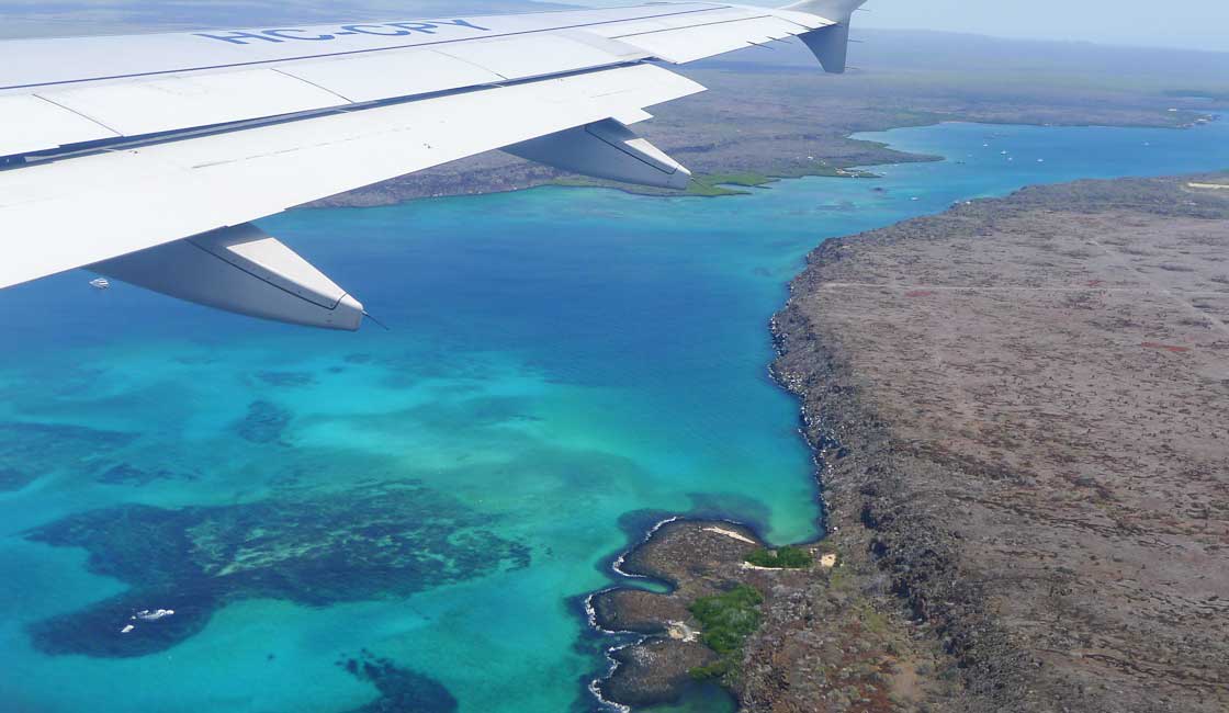Plane over Galapagos Islands