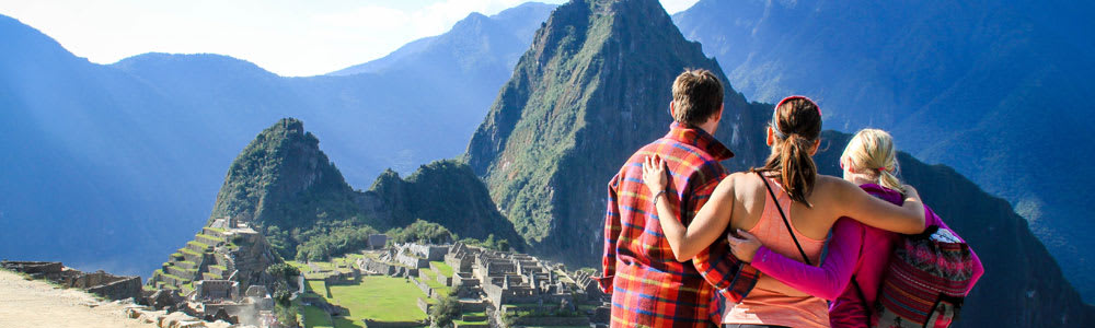 Family looking at Machu Picchu
