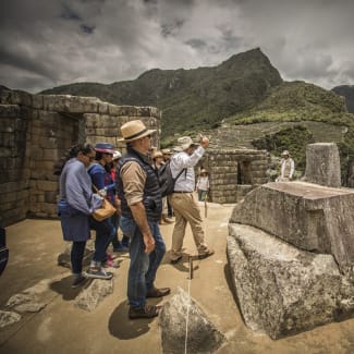 Inti Watana or Sun Clock at the Ancient Citadel of Machu Picchu in Cusco - Peru