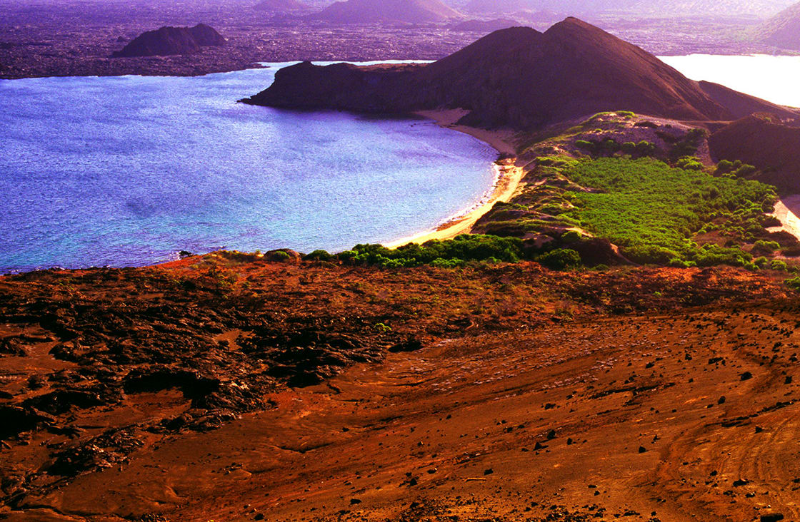 Summit,Of,Bartolome,Islet,,Western,View,To,Santiago,Island,,Galapagos