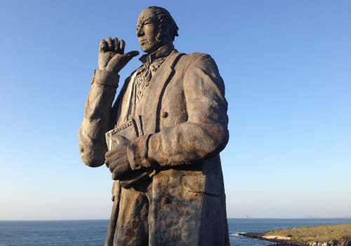 Close,Up,From,Charles,Darwin,Statue,At,San,Cristobal,Galapagos