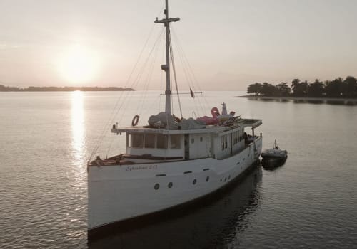 Ship at dusk