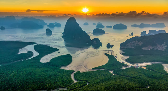 Phang-Nga Bay at Sunset