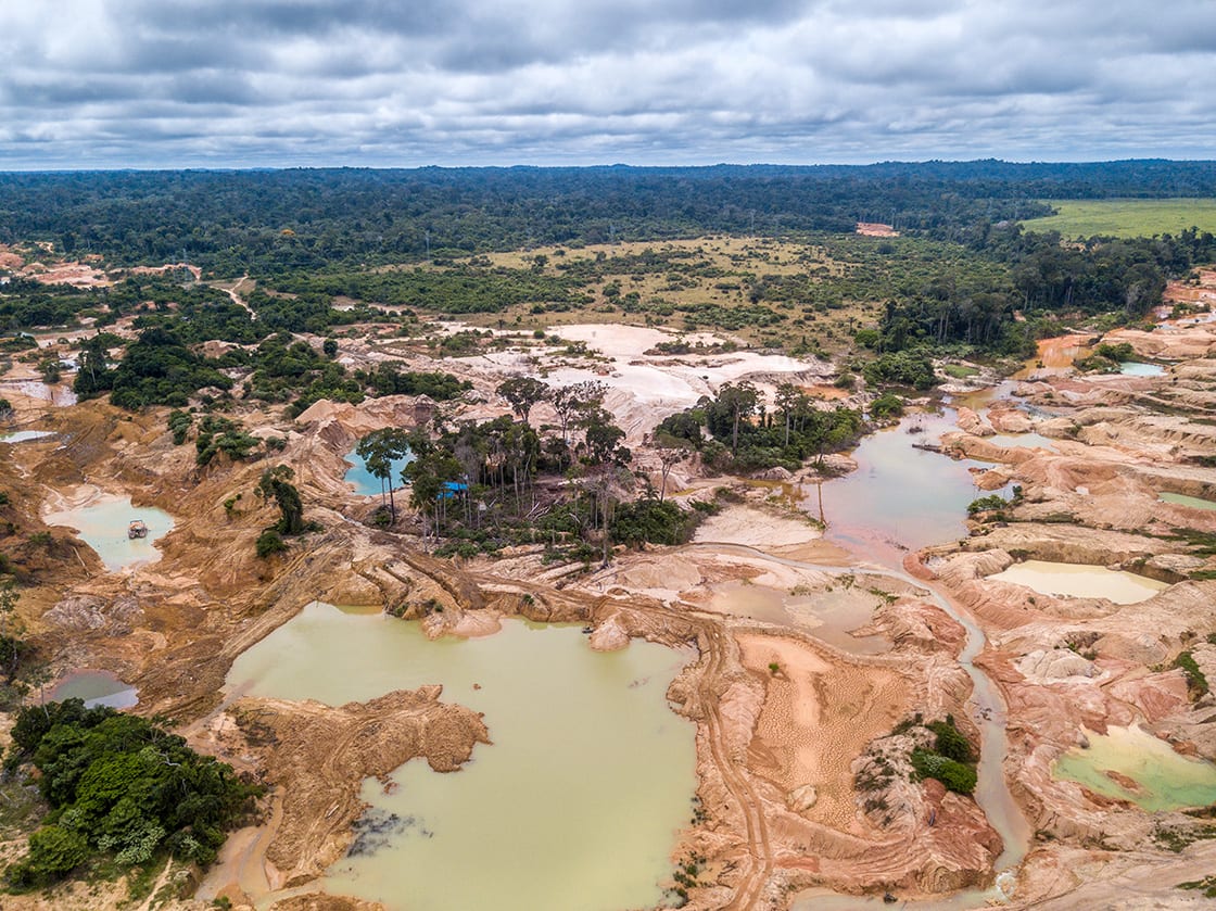 Aerial View Of Deforested Area Of The Amazon Rainforest